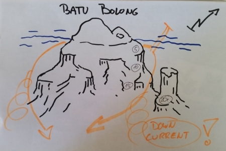 Komodo liveaboard dive sites - Batu Bolong map