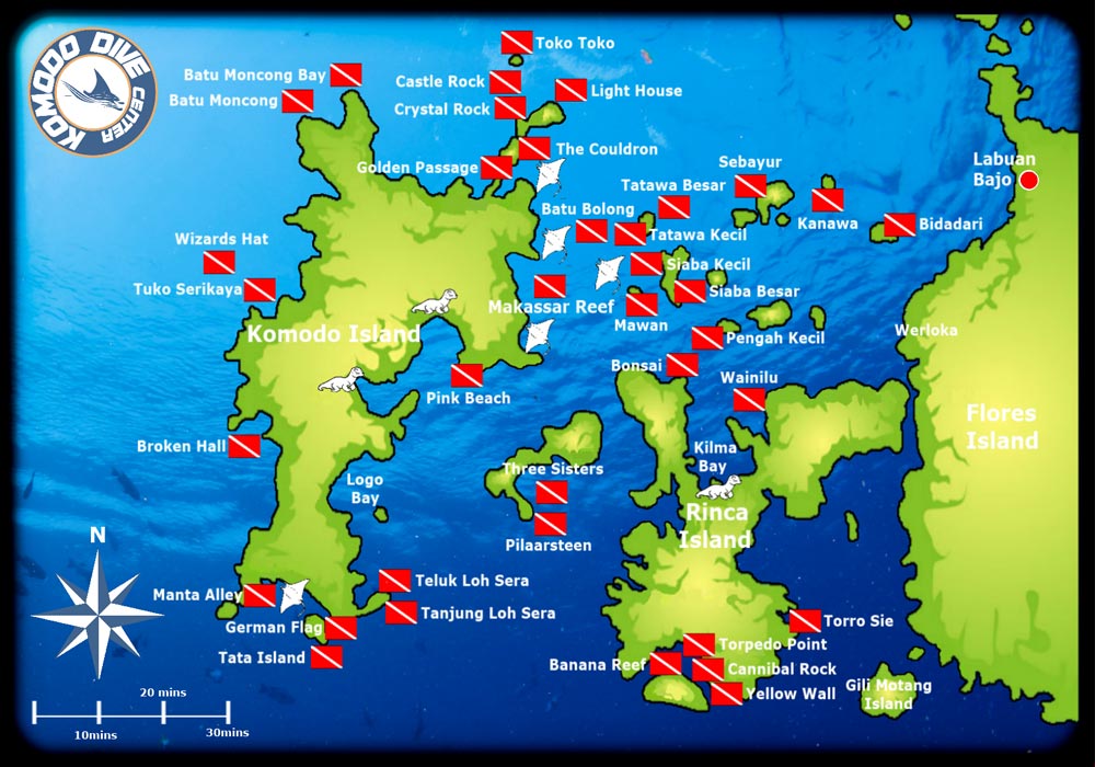 Komodo Dive Sites Map