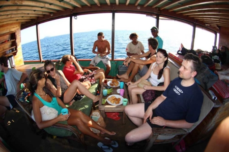 Dining area on our Diving Day Trips Boat