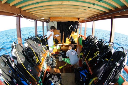 Dive equipment area on our Diving Day Trips Boat